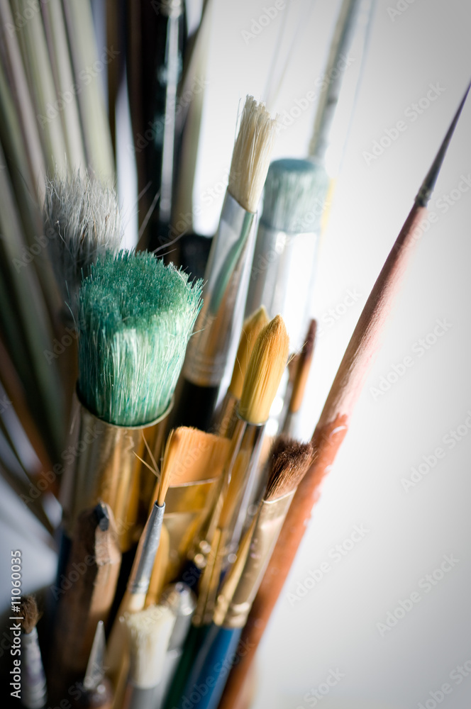 Fototapeta premium Paintbrushes with White Background