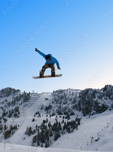 Snowboarder performing freestyle element