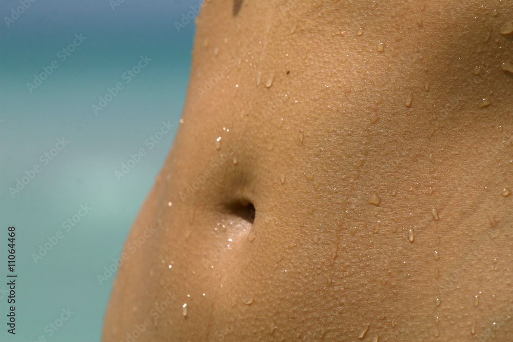 close-up of female stomach