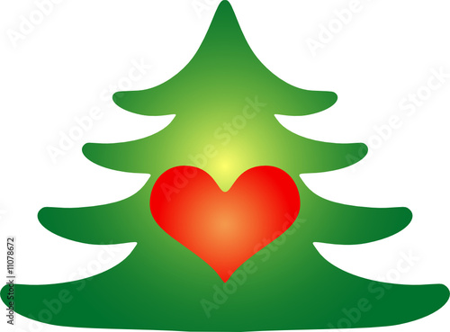 Vector illustration of Christmas tree and heart as a gift