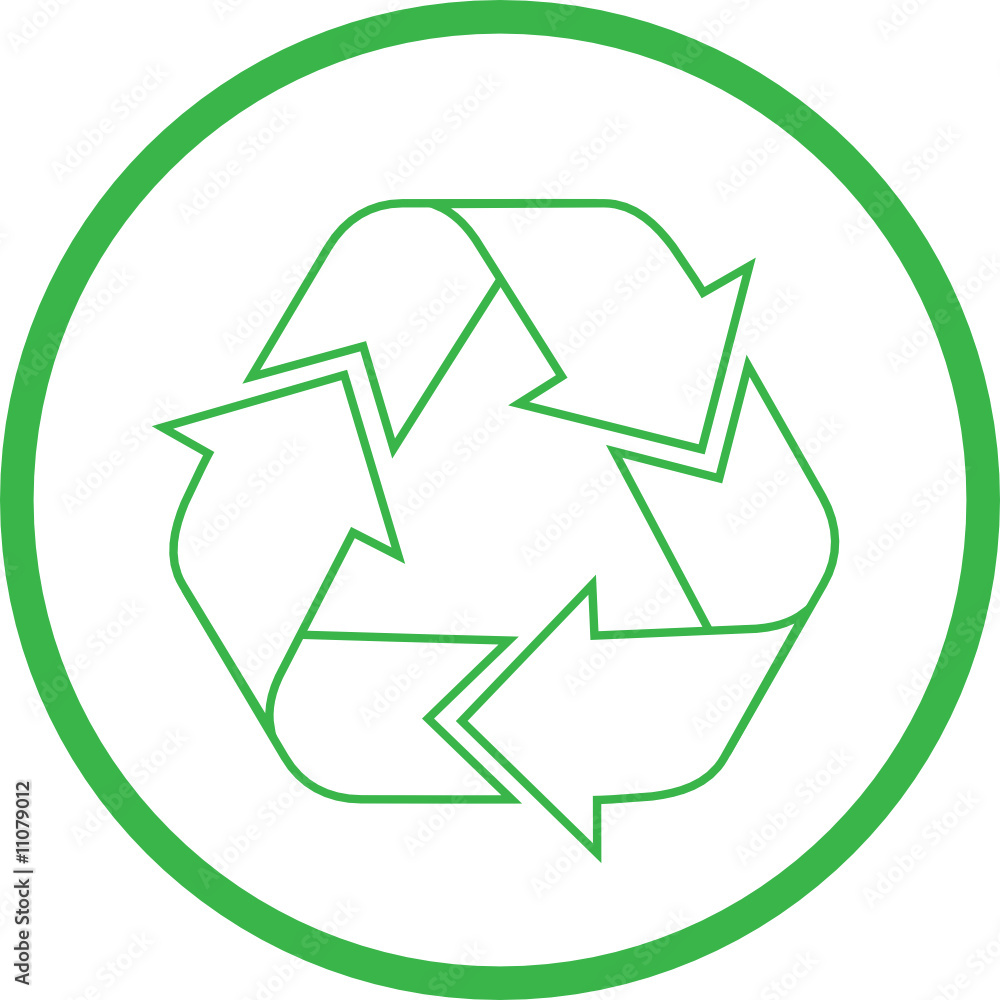 Obraz premium Vector recycle icon. Green and white. Simply change.
