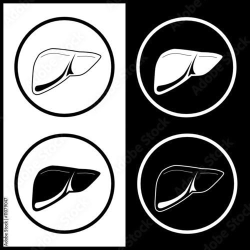 Vector liver icons. Black and white. Simply change.