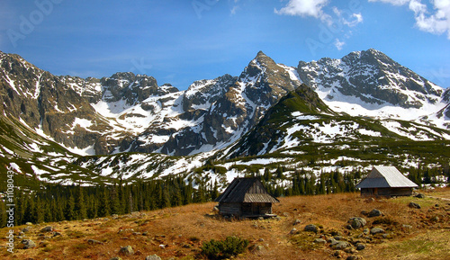 Shelters in Gasienicowa pasture valley in polish Tatra mountains