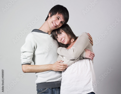 happy young couple posing