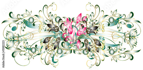 bandeau floral noir et rose