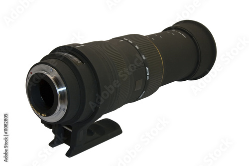 50-500mm telephoto lens isolated on white. All logos removed. photo