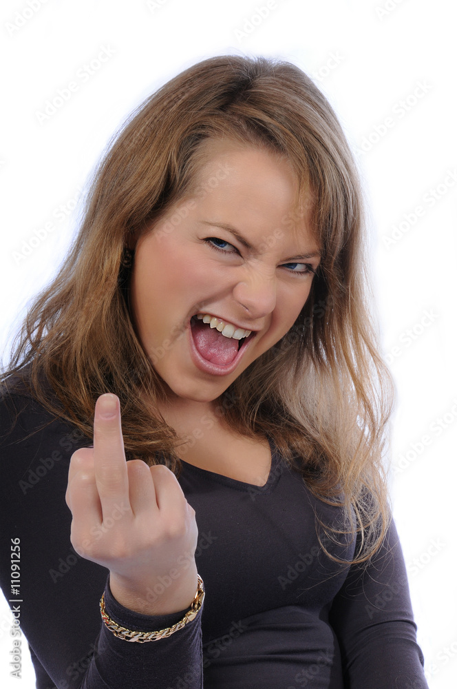 Frau aggressiv beleidigend Frau aggressiv beleidigend