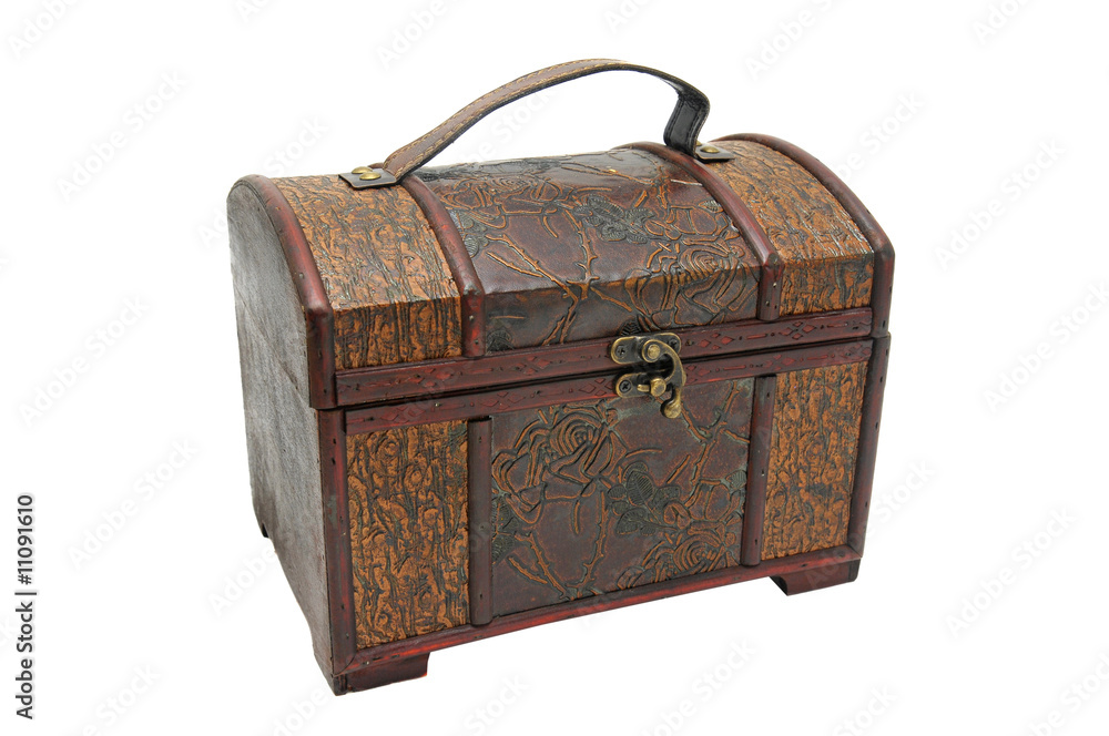 Old chest isolated against a white background Old chest isolated against a white background