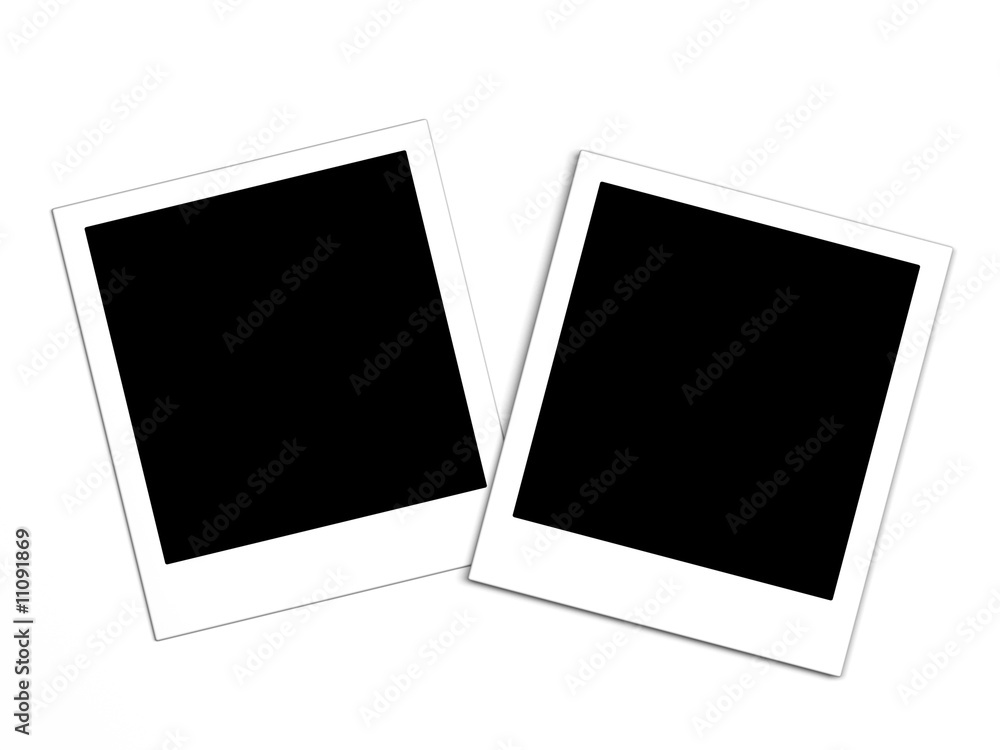 two empty blank photo cards isolated on white two empty blank photo cards isolated on white