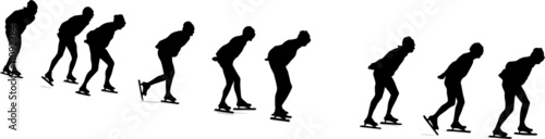 long track speed skating, vector silhouette
