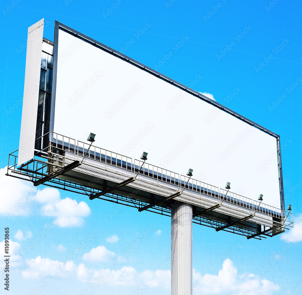 White blank billboard in the skies White blank billboard in the skies