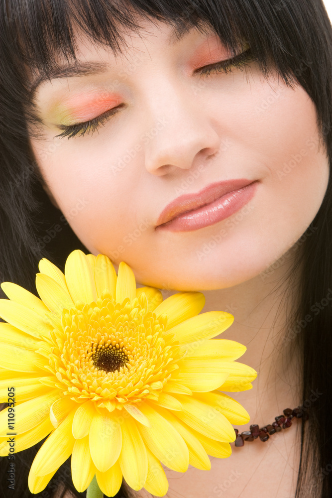Young woman with red flower Young woman with red flower