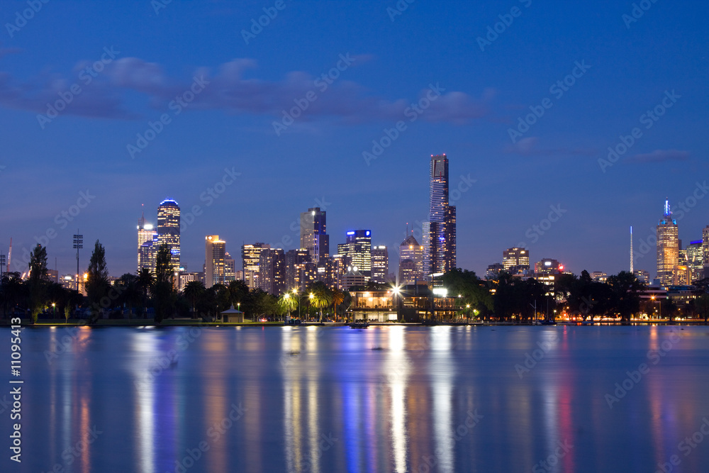 Melbourne night CBD panorama