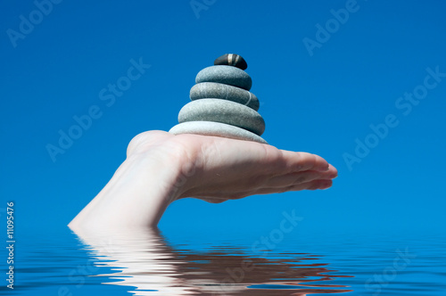 Pyramid from stones on a background of the dark blue sky