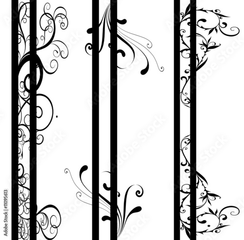 3 doubles barres floral noir