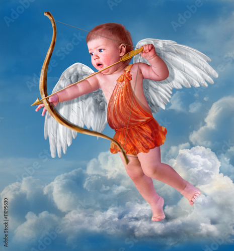 Fotografie, Tablou Baby cupid with angel wings