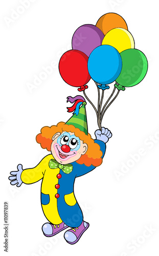 Flzing clown with balloons