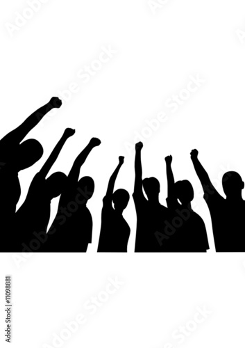 Group of friends upwards hands vector