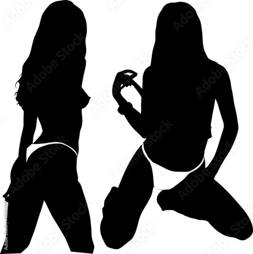 girls white vector silhouettes