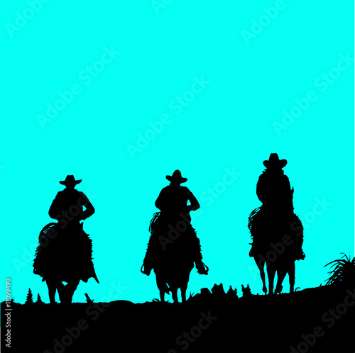 cowboy three vector silhouettes