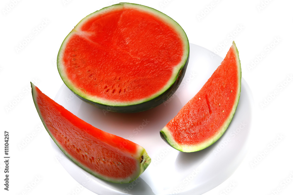 watermelon half and slices