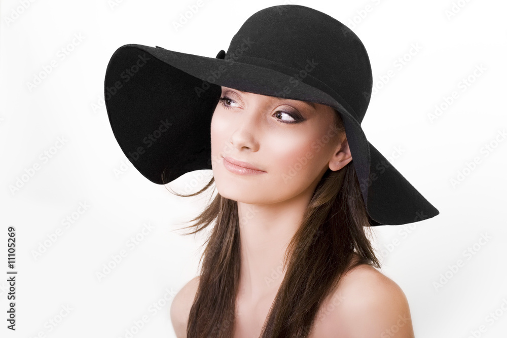 fashion girl with a fancy hat on fashion girl with a fancy hat on
