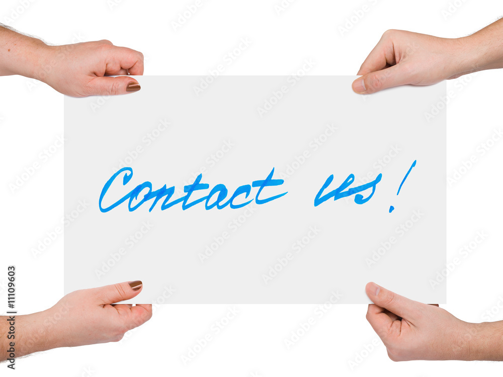 Hands and paper banner Contact us Hands and paper banner Contact us