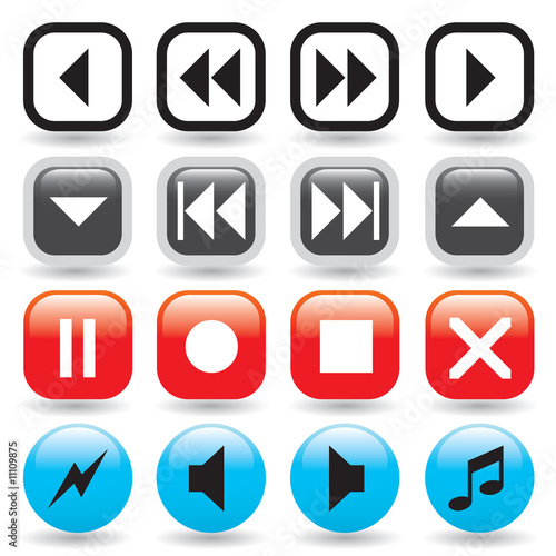 Free Download Glossy Media Player Buttons - GFXLoad