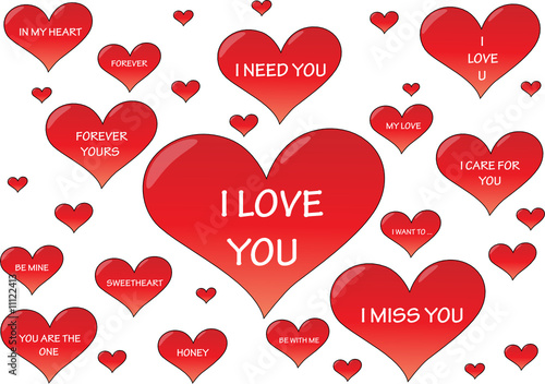 Valentine's hearts with different text