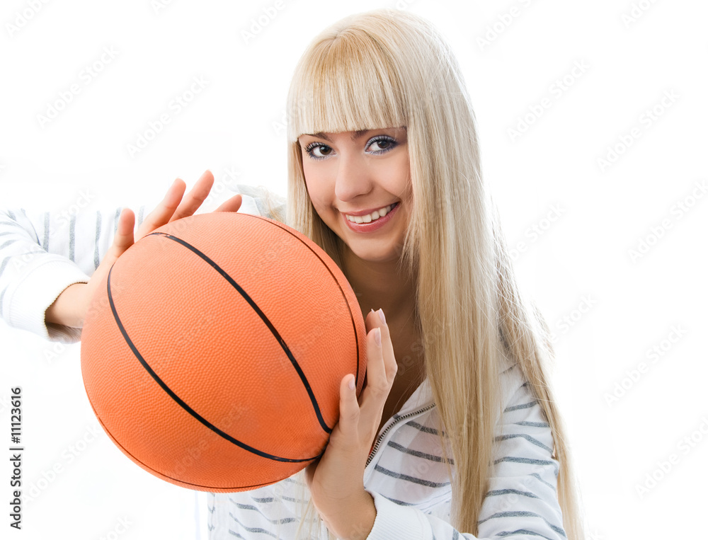 cheerful girl throwing a basketball ball cheerful girl throwing a basketball ball
