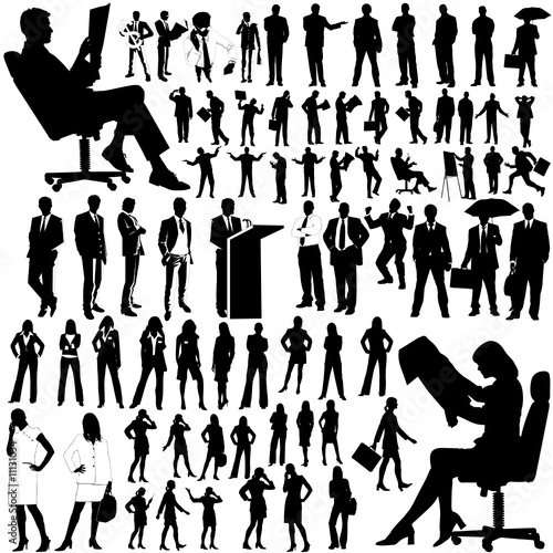 business people without transparency silhouette  vector