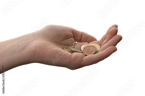 coins in hand