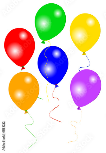 Six colourful party balloons , vector