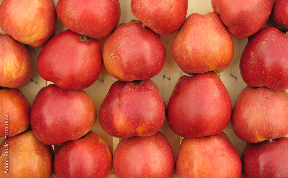 Red apples in crate