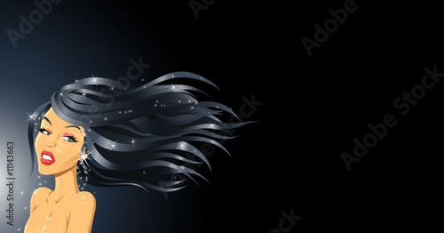 fashion girl with a wavy hair style