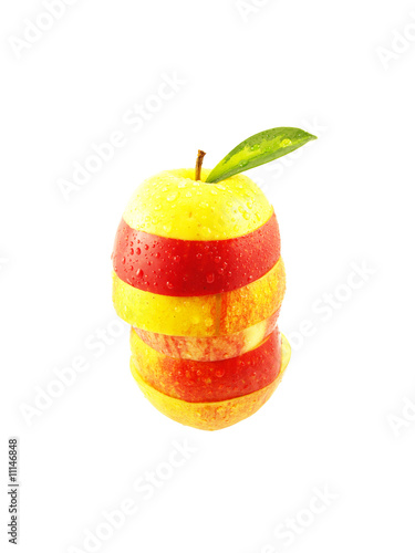 sliced apple on white background