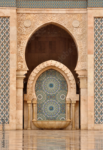 Detail of Hassan II Mosque in Casablanca, Morocco