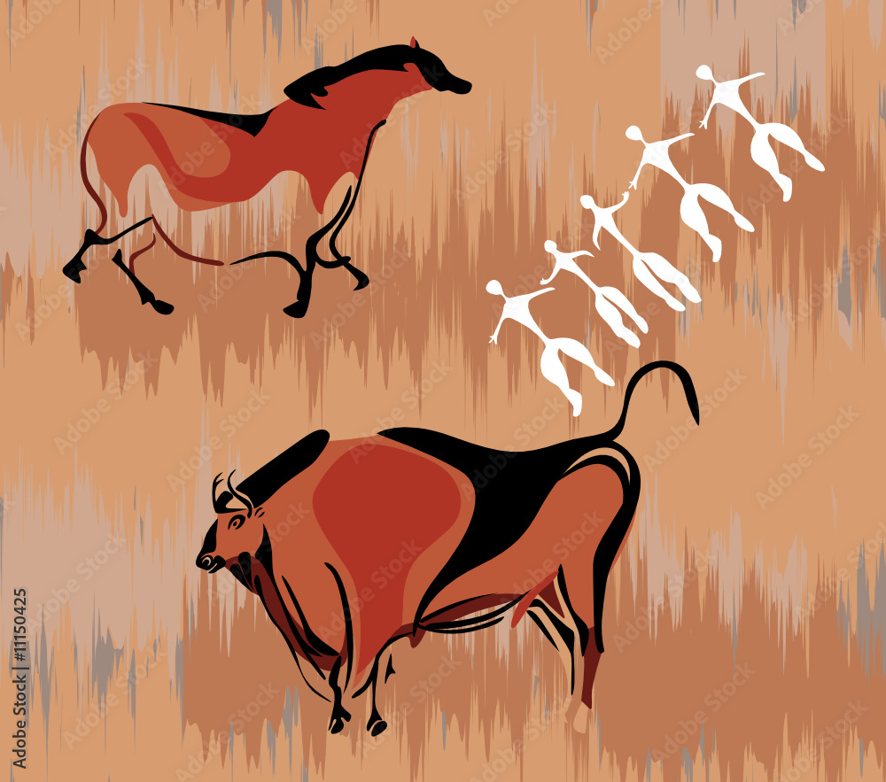 Cave paintings Stock Vector | Adobe Stock