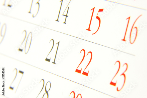 Calendar closeup photo