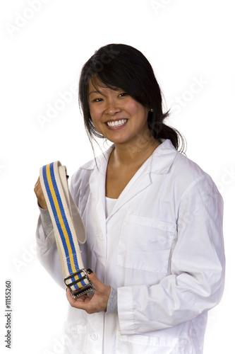 Photography Professional physical therapist with a gait belt