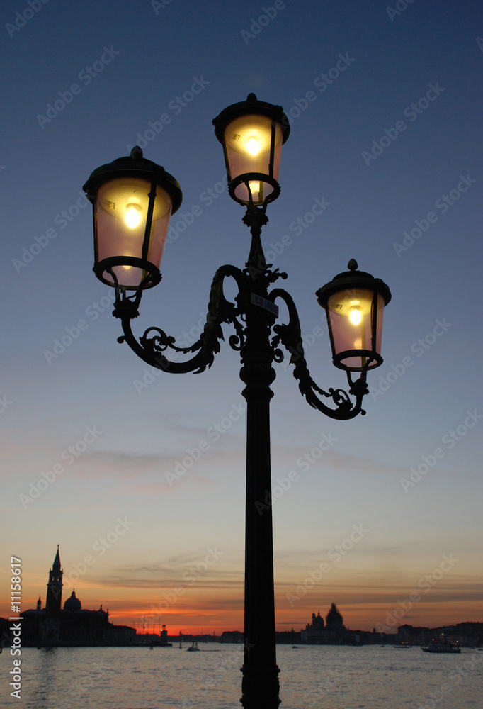 Street Light Against Venice at Sunset
