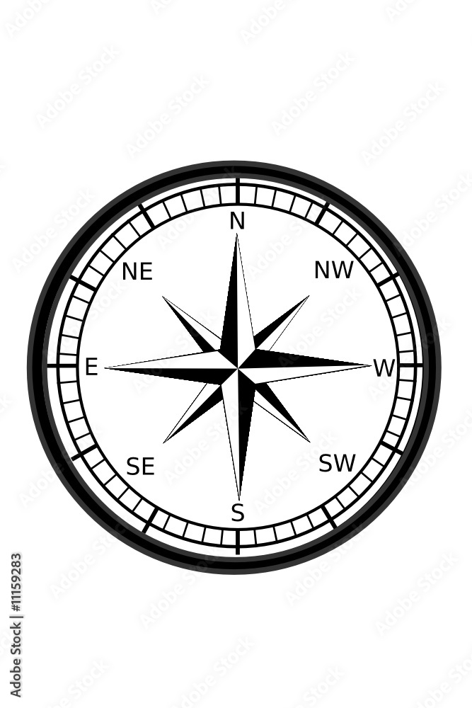 Black and white compass