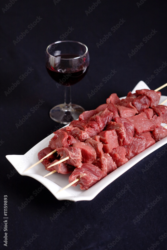 Brochette de boeuf cru