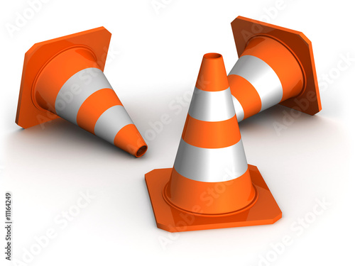 Three traffic cones