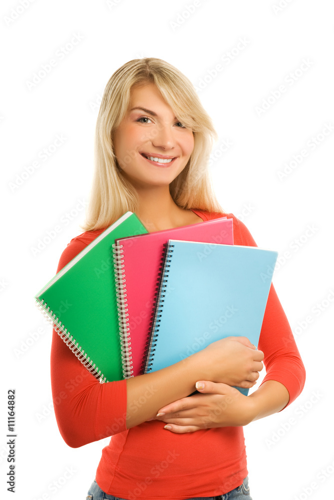 Beautiful student isolated on white background Beautiful student isolated on white background
