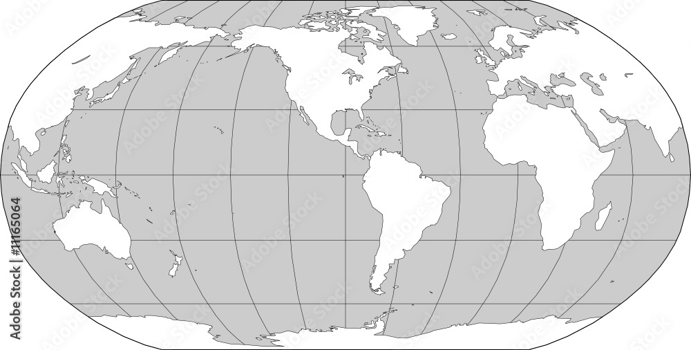 Robinson World Map Americas Centered Vector Illustration Stock Vector