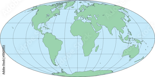 Mollweide World Map-Africa Centered Vector Illustration