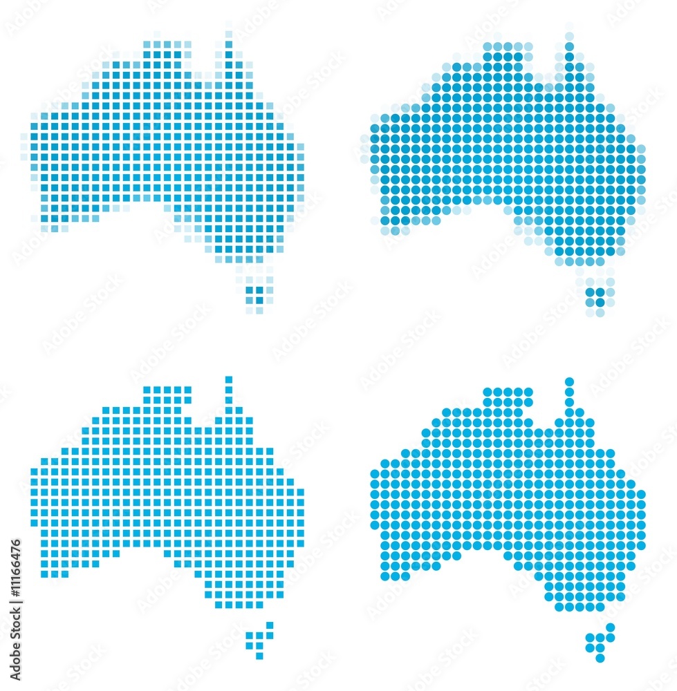 Australia map mosaic set. Isolated on white background.