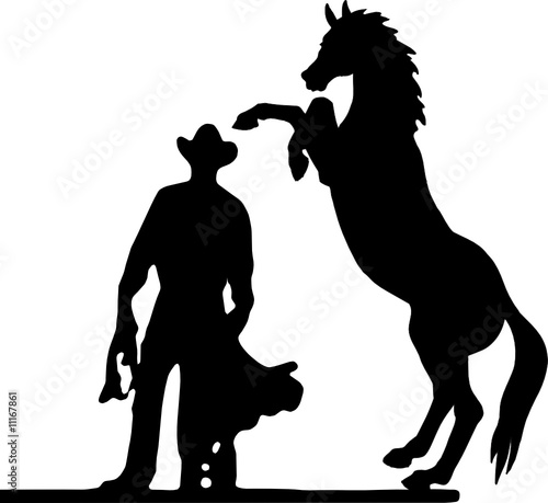 cowboy and horse vector silhouettes