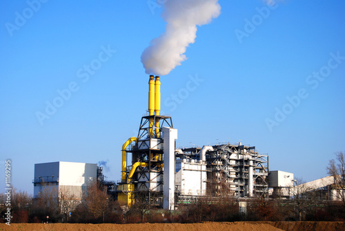 Waste incineration plant with stack photo